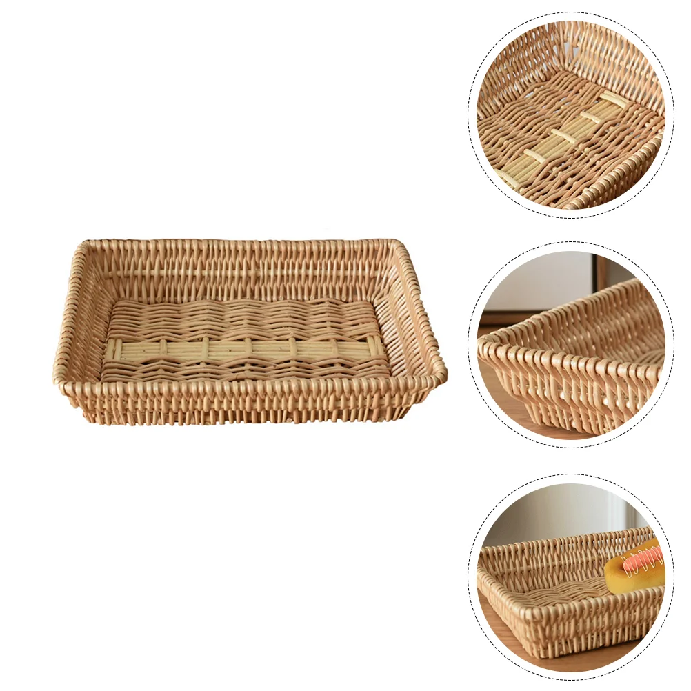 

Basket Serving Tray Fruit Woven Storage Wicker Vegetable Baskets Bread Bowl Container Snack Rattan Ratten Display Garlic