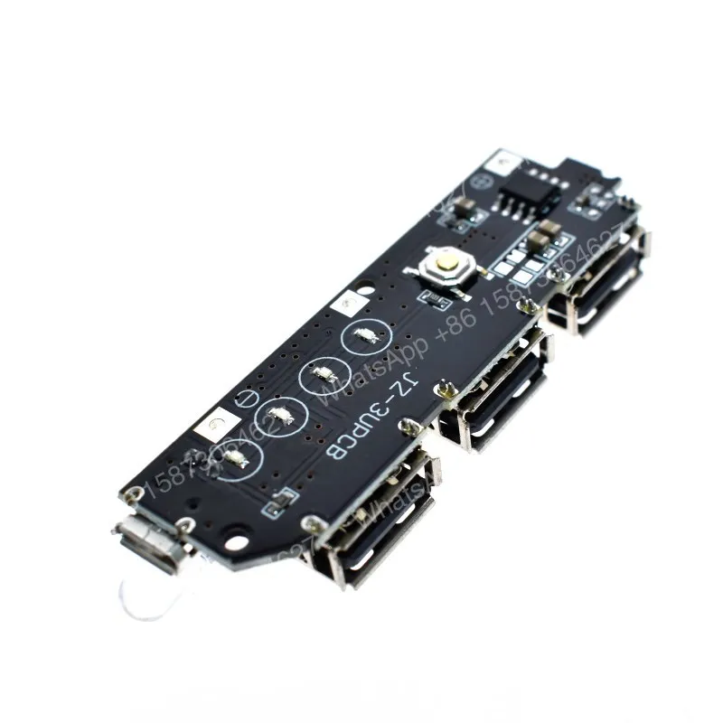 Фото Плата управления зарядным устройством WAVGAT 5V 1A 1.5A 2.1A с 3 USB-портами, модуль повышения напряжения, корпус для Li-ion аккумуляторов 18650, DIY-набор для повербанка №3