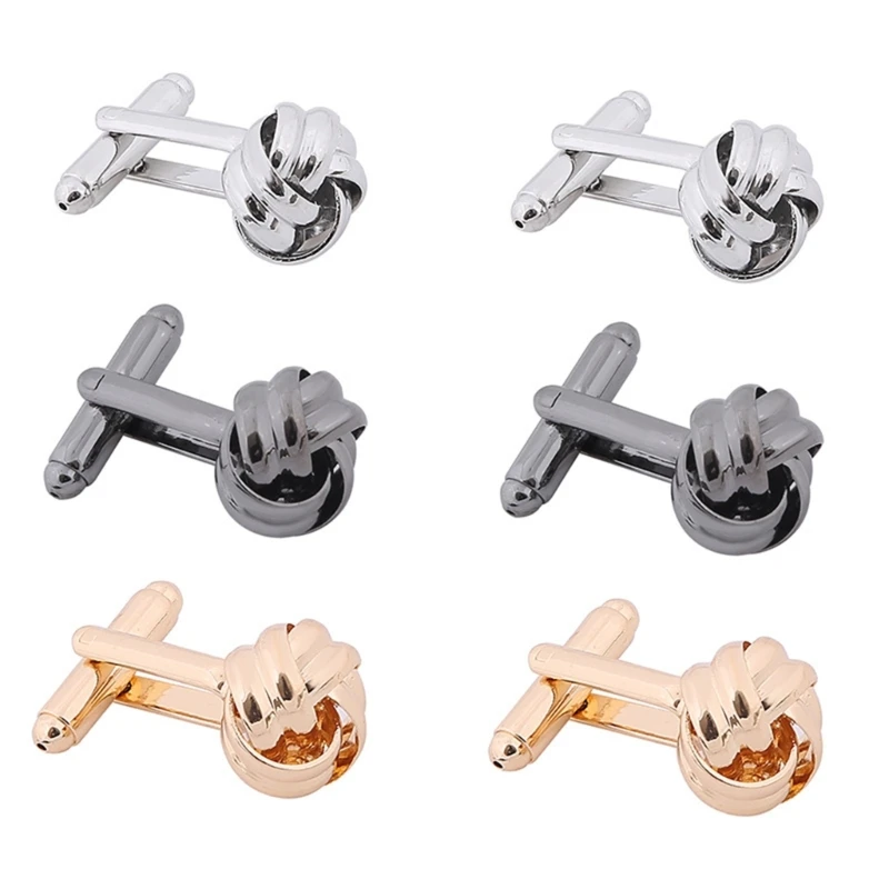 

Classic Men Twist Knot Cufflink Studs Luxury Charm Shirt Cuff Links Buttons for Wedding Day or Formal Occasions