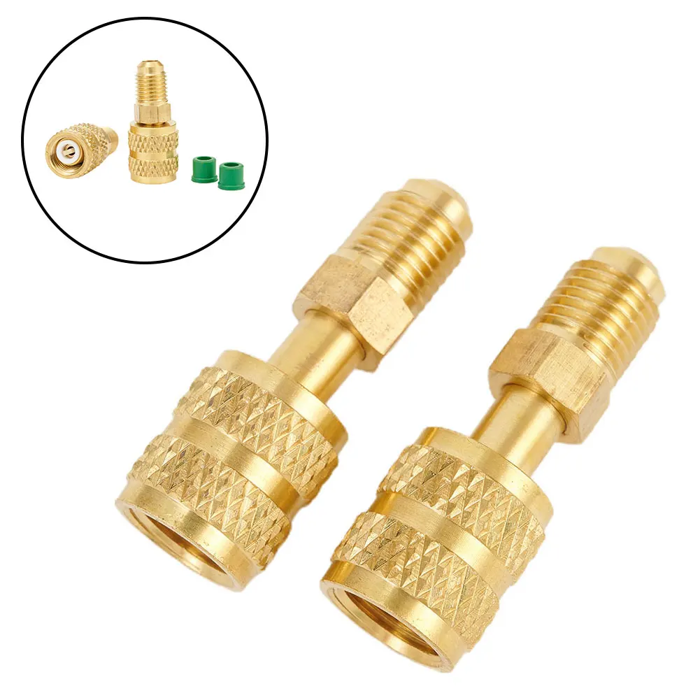 

2pcs Brass R410a Adapters Female 5/16\\\\\\\" SAE Male 1/4\\\\\\\" SAE For Refrigerant R22 Adapter Connection Adapter Part Tool