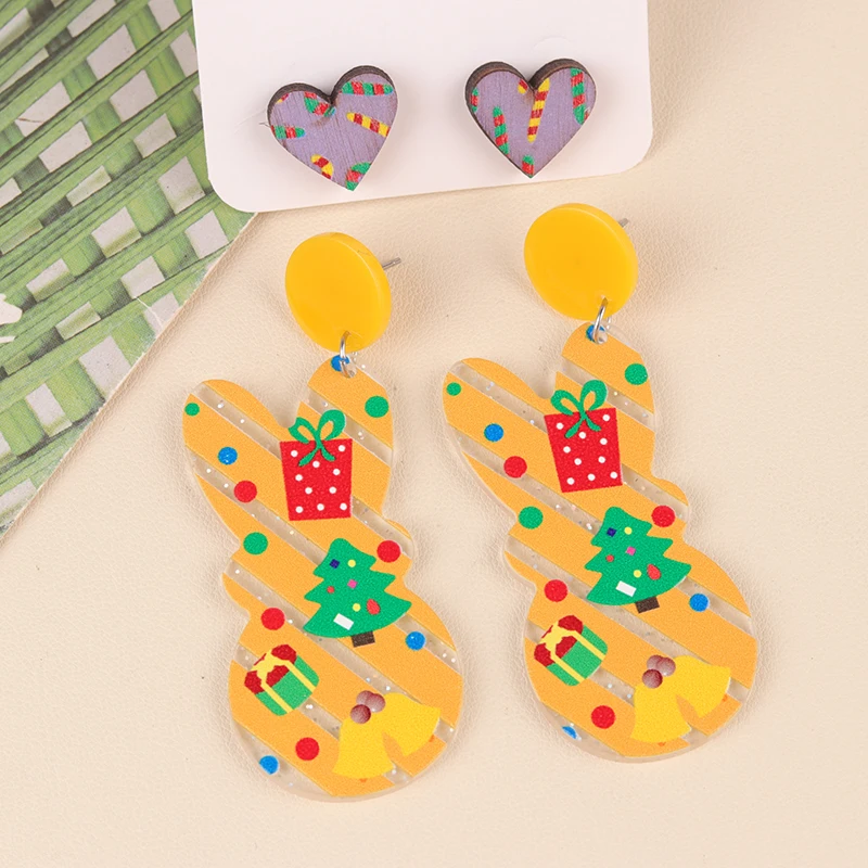 Серьги-подвески в форме сердца снежинки летучей мыши тыквы 2 пары