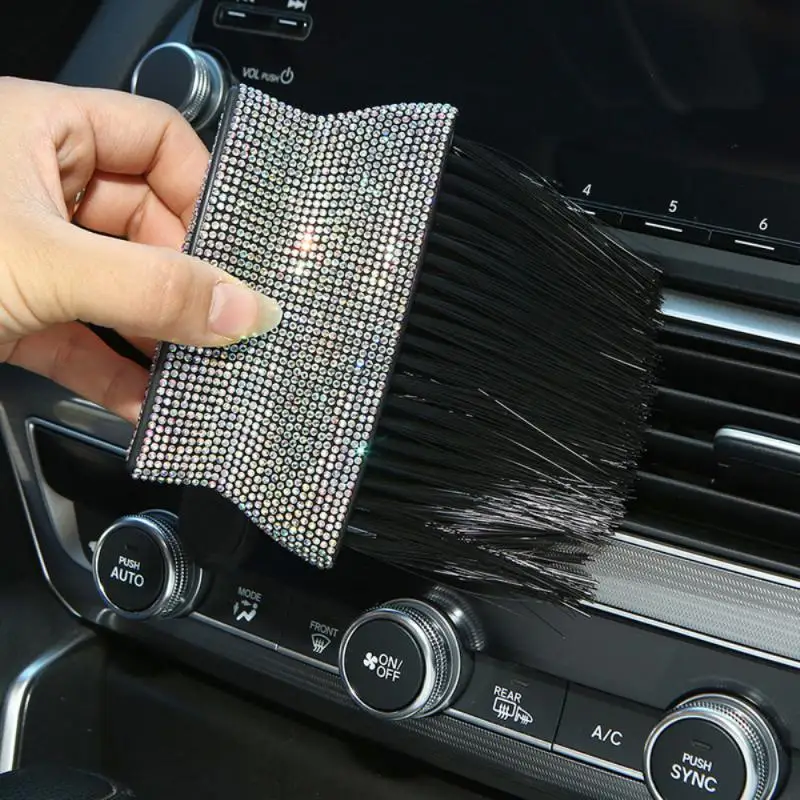 

Car Diamond Sweeping Dust Soft Brush Car Wash Tools Car Gap Dust Removal Brush Full Drill Air Outlet Interior Cleaning Brush New