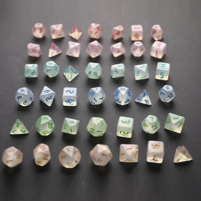 

7pcs D4 D6 D8 D10 D12 D20 Acrylic Iridescent Glitter Polyhedral Dice Table Board Game for Bar Pub Club Party RPG DND Playing