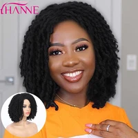 hanne short wigs for women dreadlock wig soft faux locs wigs passion twist hair black side part curly wig with bangs synthetic
