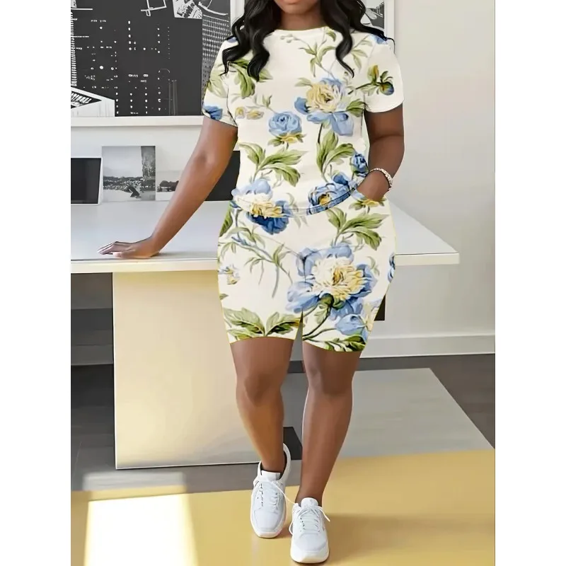 Модный Комплект Женских Шорт Больших Размеров Prairie Chic С Узором Топы Маленьким