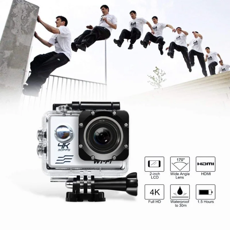 

4K Wi-Fi Спортивная камера с широкоугольным объективом, беспроводная водонепроницаемая камера для дайвинга на открытом воздухе, портативная мини Hd спортивная Цифровая видеокамера