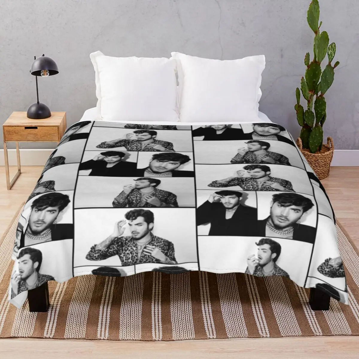 Stunning Adam Lambert Blanket Flannel Plush Print Fluffy Unisex Throw Blankets for Bed Home Couch Camp Cinema