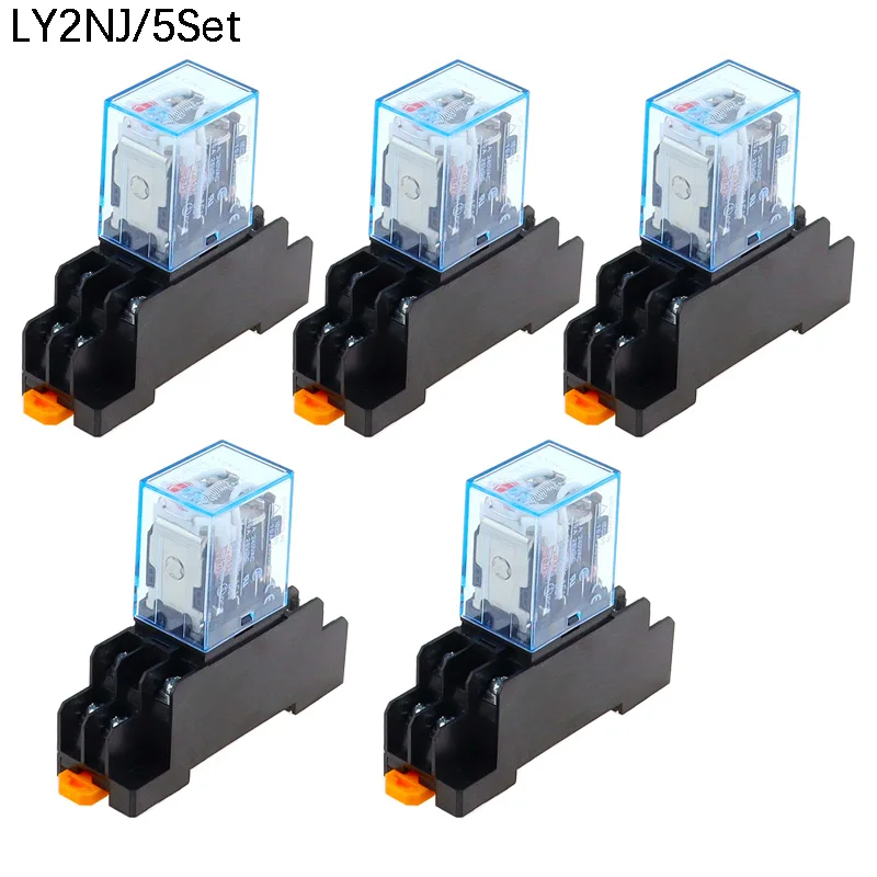 5 комплектов 220 В 10 А реле мощности катушки DPDT LY2NJ HH62P HHC68A-2Z с базой розетки - купить