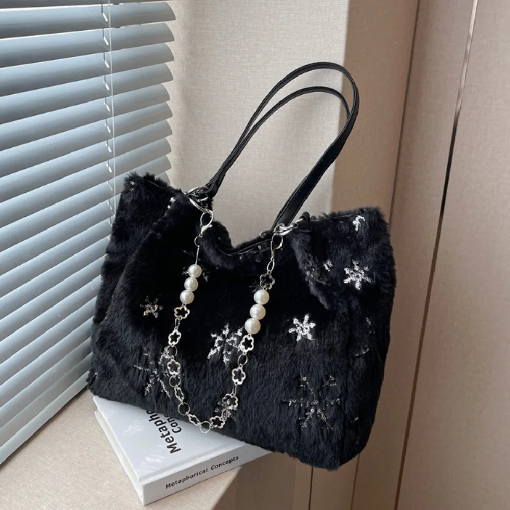 

2023 New Fashion Shoulder Bag All Match High Capacity Tote Bag Korean Fluffy Trendy Chain Hottie Streetwear Y2k Vintage Handbags