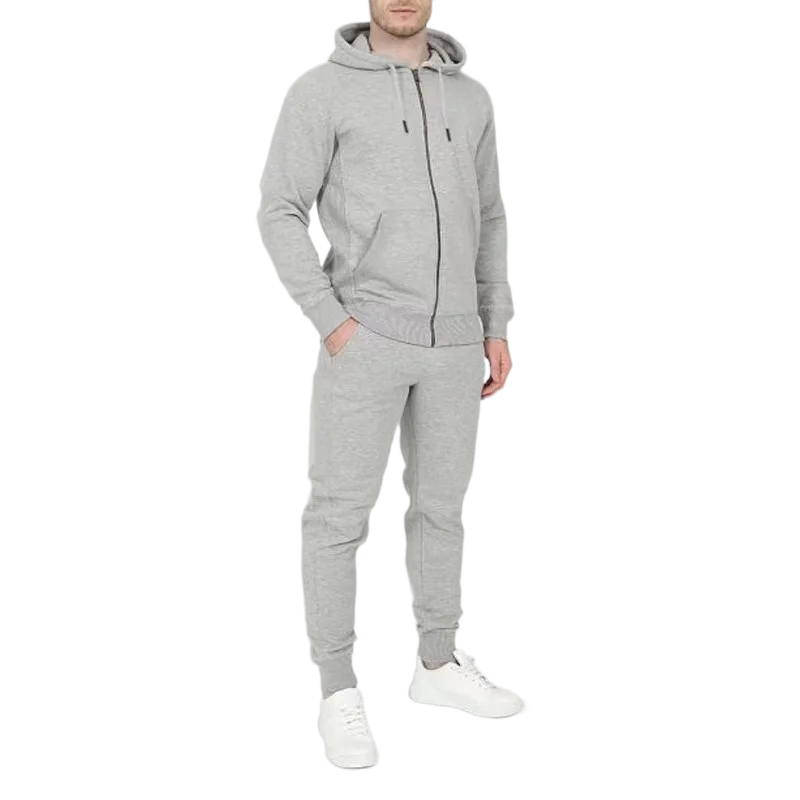 

Men's Sportswear Solid Color Zipper Hooded Cardigan and Sweatpants Two-Piece Set Autumn Winter Fashion Casual Male Tracksuit
