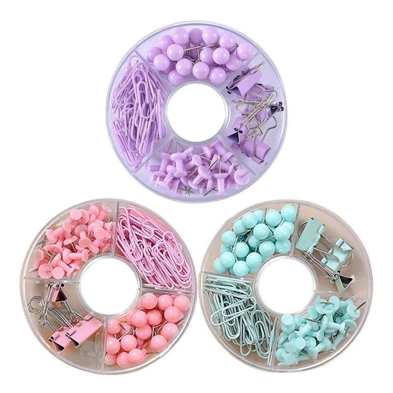 

Pack of 105 Colorful Paper Clip Pushpin Mini Metal Binder Clips for Office Staff 87HC