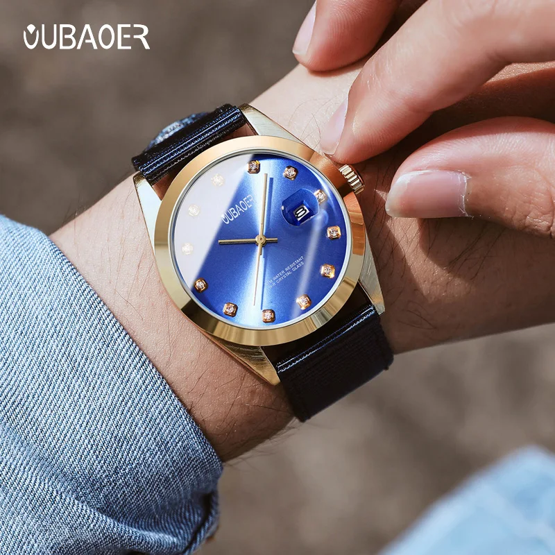 Новинка 2023 мужские часы OUBAOER Роскошные Кварцевые для мужчин автоматические