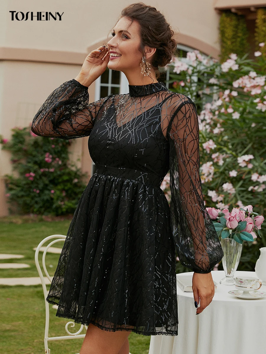 Летнее короткое Сетчатое платье Tosheiny модное элегантное вечернее мини-юбка