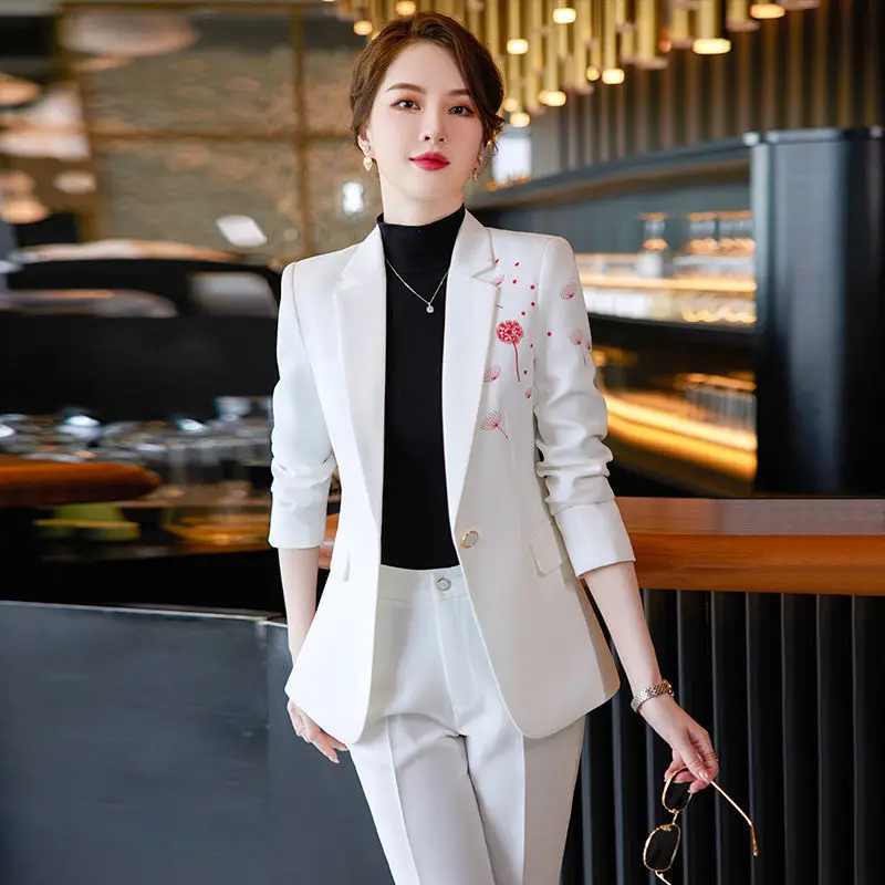 

Ladies Office Elegant OL Styles Business Work Wear Pantsuits Women Professional Autumn Winter Interview Blazers Clothes L179