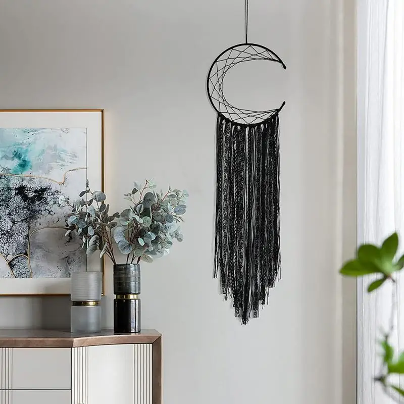 

Black Nordic Moon Dream Catcher Home Room Decor Room Decoration For Farmhouse College Dorm Wind Chimes Gift Hanging