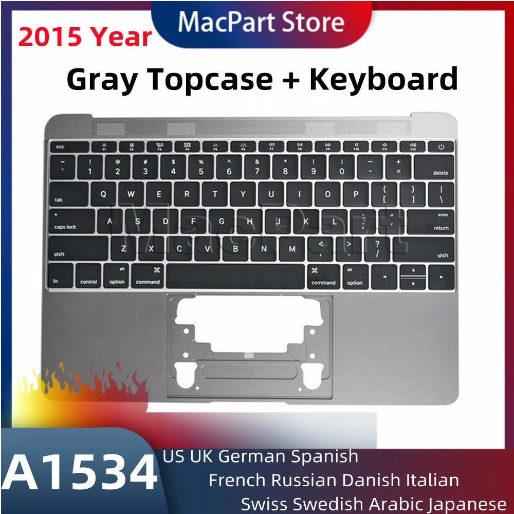 Серый чехол Topcase Для Macbook 12 дюймов A1534 с клавиатурой США Великобритания немецкий