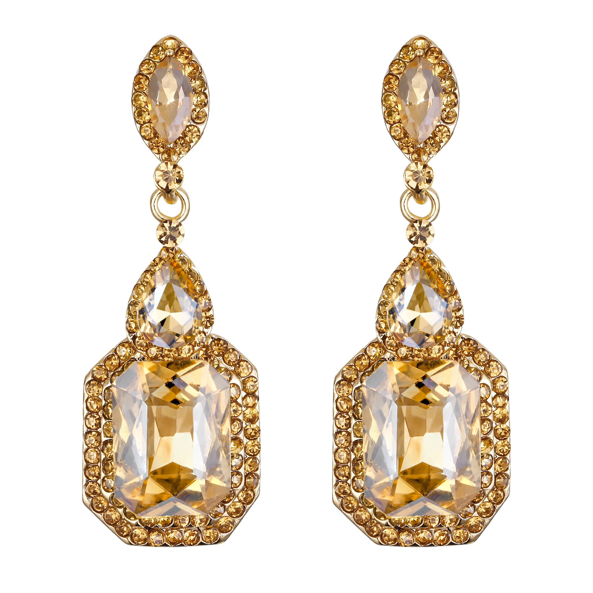 

Geometric Crystal Dangle Drop Earrings for Women Bridal Wedding Party Jewelry Accessories Gorgeous Rhinestone Earrings