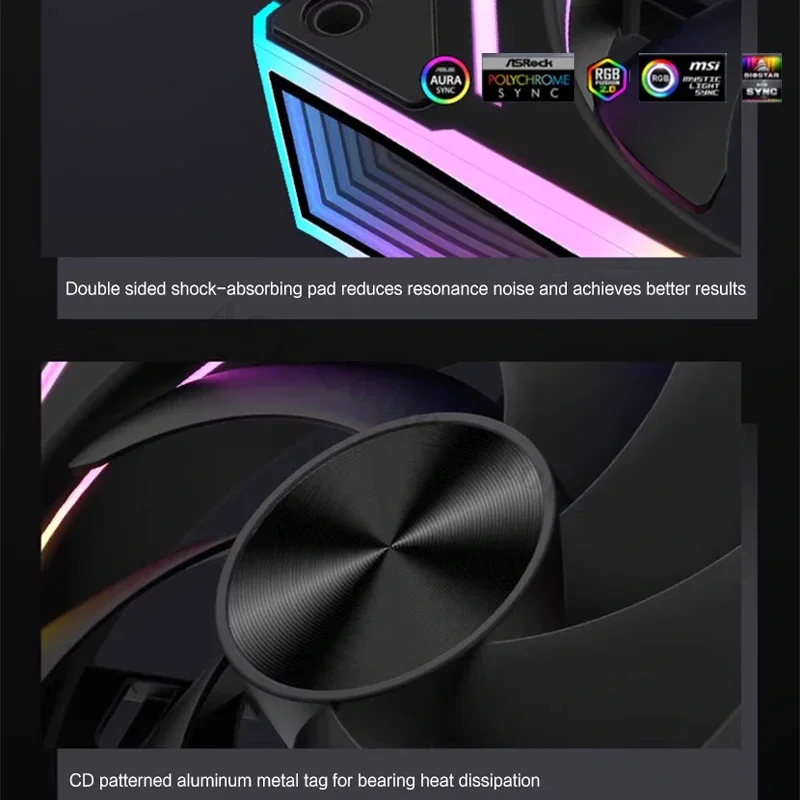 Зеркальный бесшумный RGB-вентилятор 120 мм 12 см 5 В 23dBA 600-1800 PWM для охлаждения шкафа LJ7