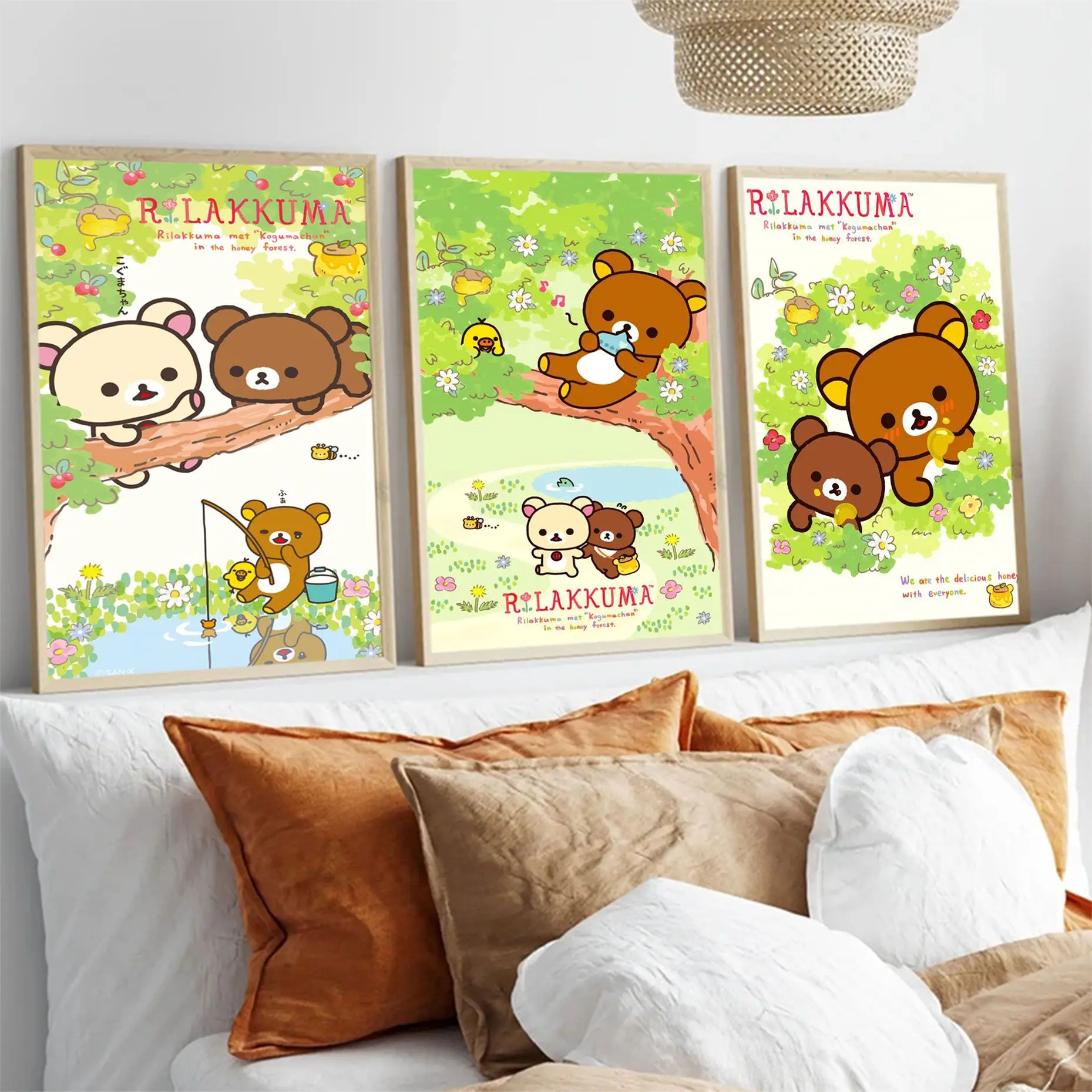 

Cute Cartoon Rilakkuma Self-adhesive Art Poster Waterproof Paper Sticker Coffee House Bar Room Wall Decor