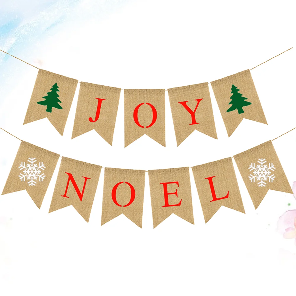 

Banner Christmas Burlap Noel Flag Joygarland Party Bunting Tree Hanging Holiday Banners Rustic Jute Vintage Ornament Decor Merry