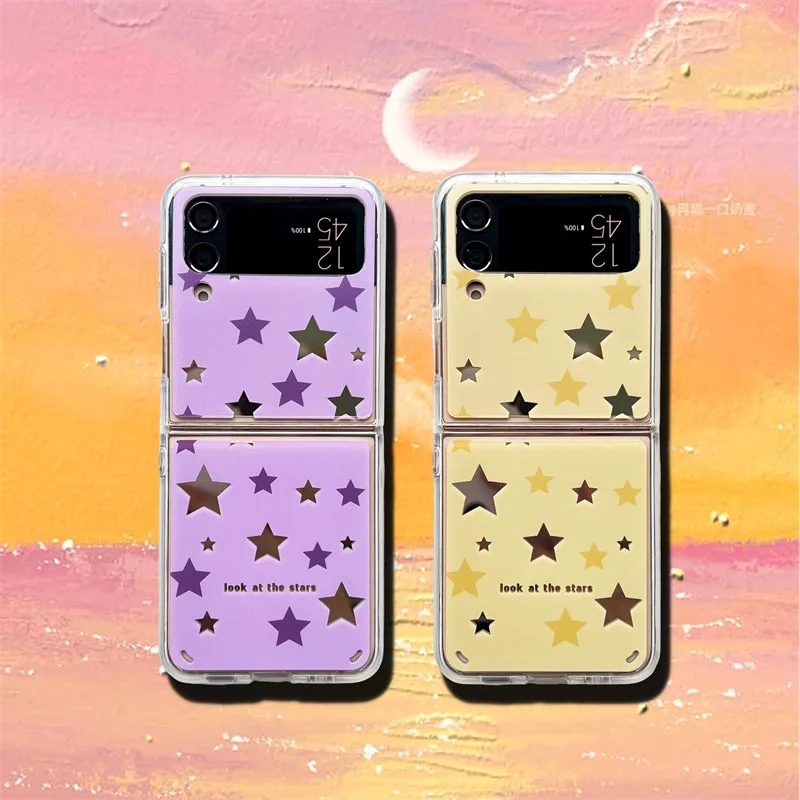 

Fashion Hollow Star Phone Case for Samsung Galaxy Z Flip 3 Z Flip 4 Hard PC Back Cover for ZFlip3 ZFlip4 Case Shell
