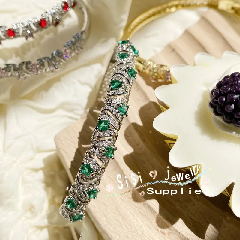 Высококачественная роскошная куртка Pulsera Cirón de espinela verde Chapada en oro 18K Brazalete Ruby Paloma