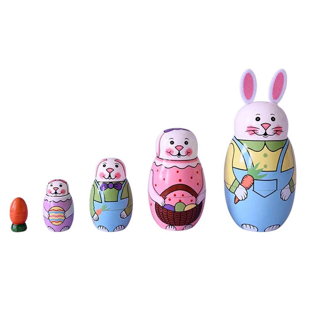 

1 Set of Cartoon Rabbit Russian Nesting Wooden Stacking Russian Stacking Dolls Stacking Dolls for Decor