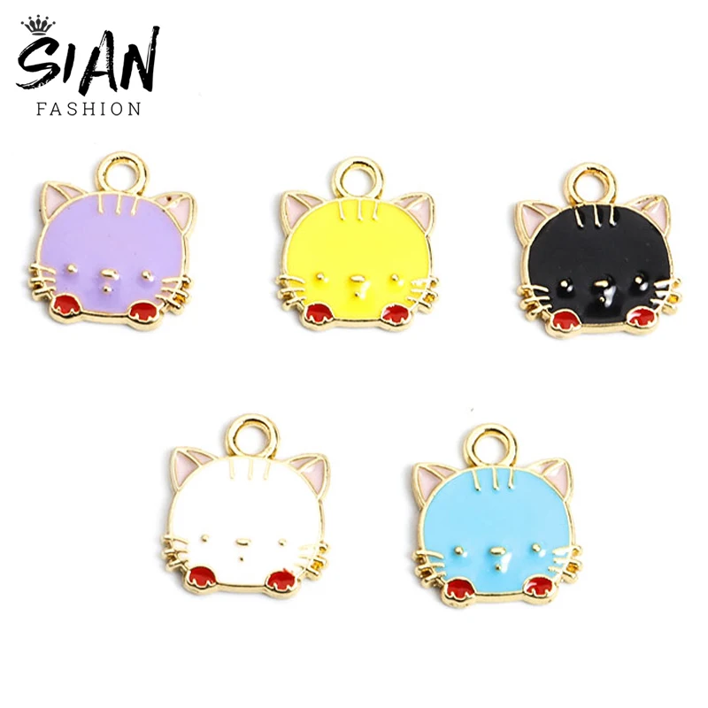 

20pcs/Lot Enamel Drop Oil Cute Cat Charms for Pendant Necklace Keychains Earrings DIY Jewelry Makings Handmade Findings Crafts