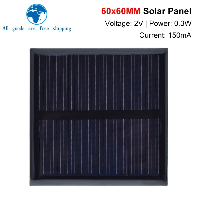 TZT Solar Cell 2V 150mA 0.3W 60*60MM Solar System DIY For Ba