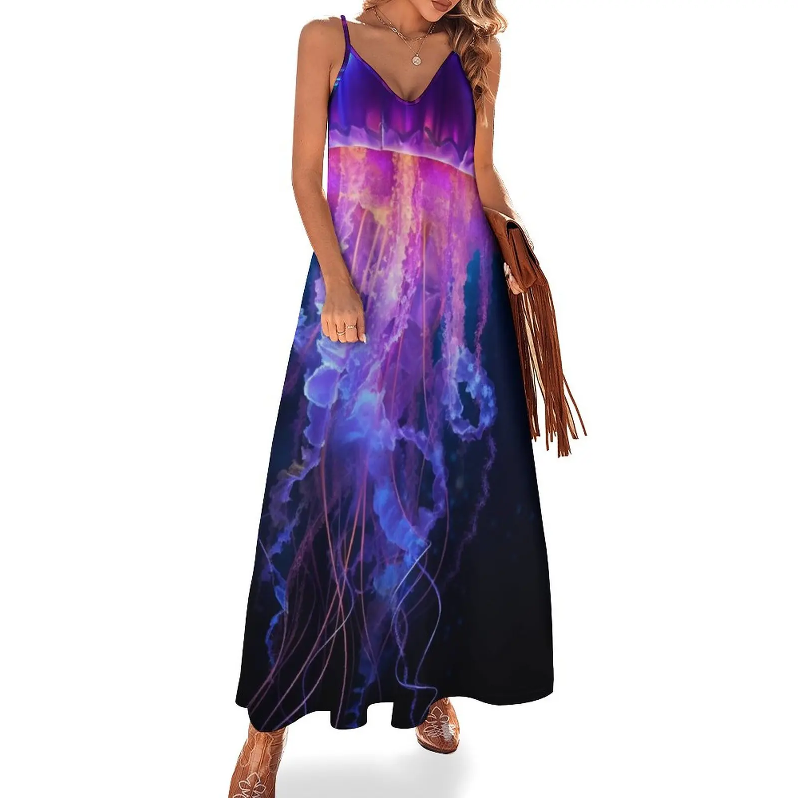 

Женский летний длинный сарафан с принтом в виде Медузы