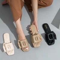 women sandals slippers thick sole sandals slippers solid color casual fashion breathable non slip flat heel flat women slippers