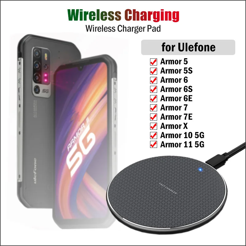 10w fast qi wireless charger for ulefone power 5 5s armor 10 11 12 13 14 5 5s 6 6s 6e 7 7e x rugged phone wireless charging pad free global shipping