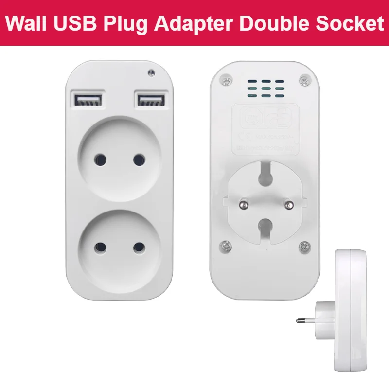 

Wall USB Plug Adapter Double Socket Outlet for Phone Charge Free Shipping Double USB Port 5V 2A Usb Electrique Outlet Usb Z1-10