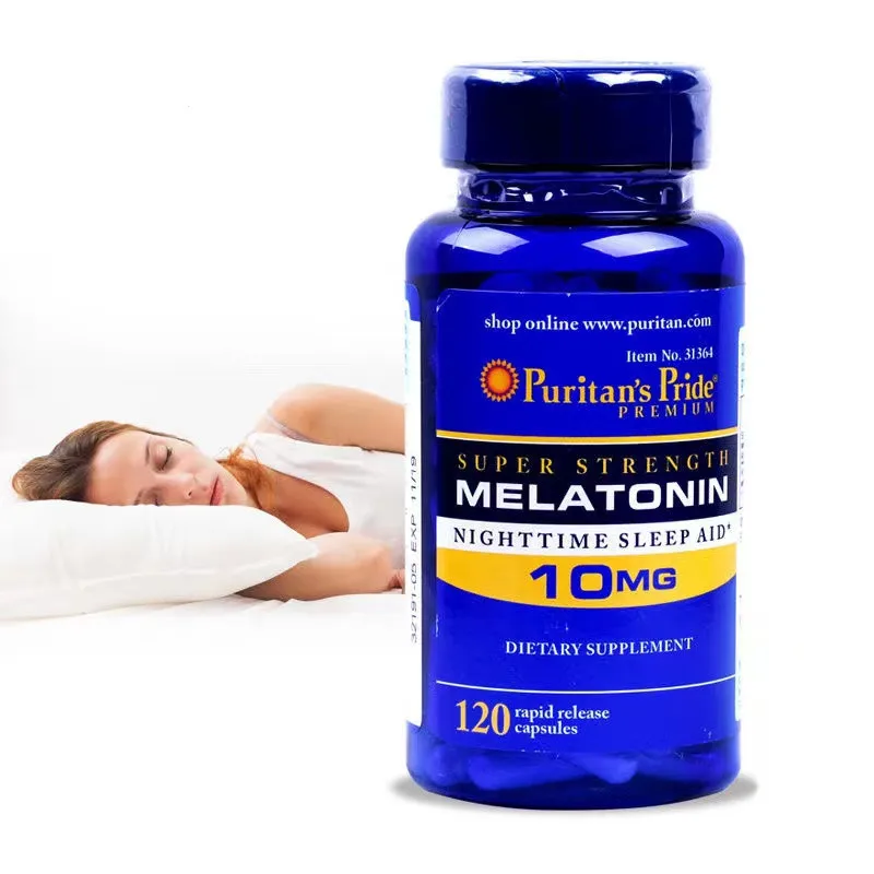 

Free Shipping Original Melatonin Nighttime sleep aid 10 mg 120 pcs tablets Help improve sleep