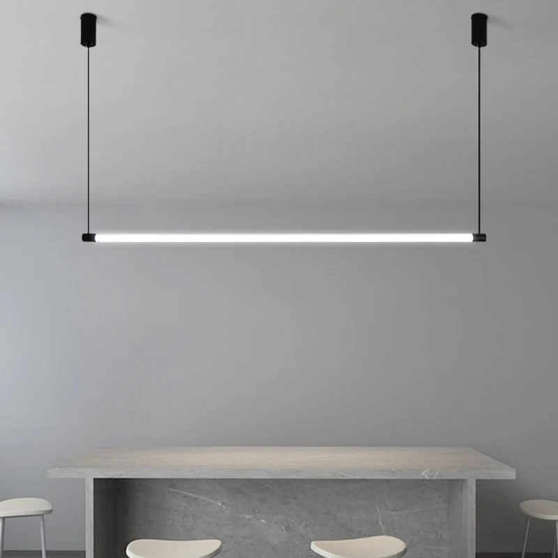 

FSS Modern Long Black Chandelier Super Bright LED For Living Room Dining Room Bar Personality Long Dining Table Chandelier