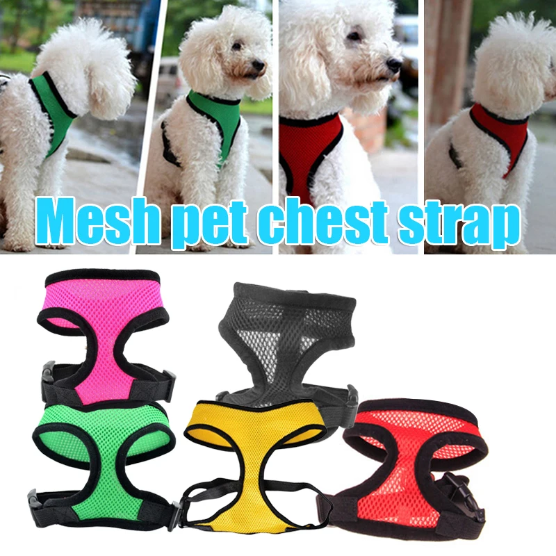 

Сетчатая нагрудная жилетка для собак с застежкой на спине, модные аксессуары для домашних животных, сетчатая нагрудная жилетка для собак, М...