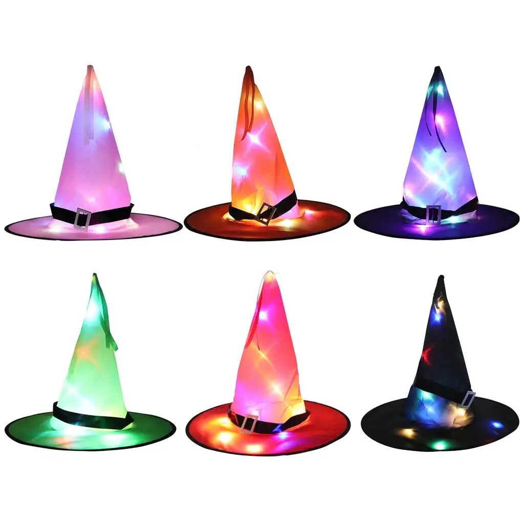 

6pcs Halloween Themed Hat LED Glowing Halloween Cloth Cap Home Office Party Holiday Ornament