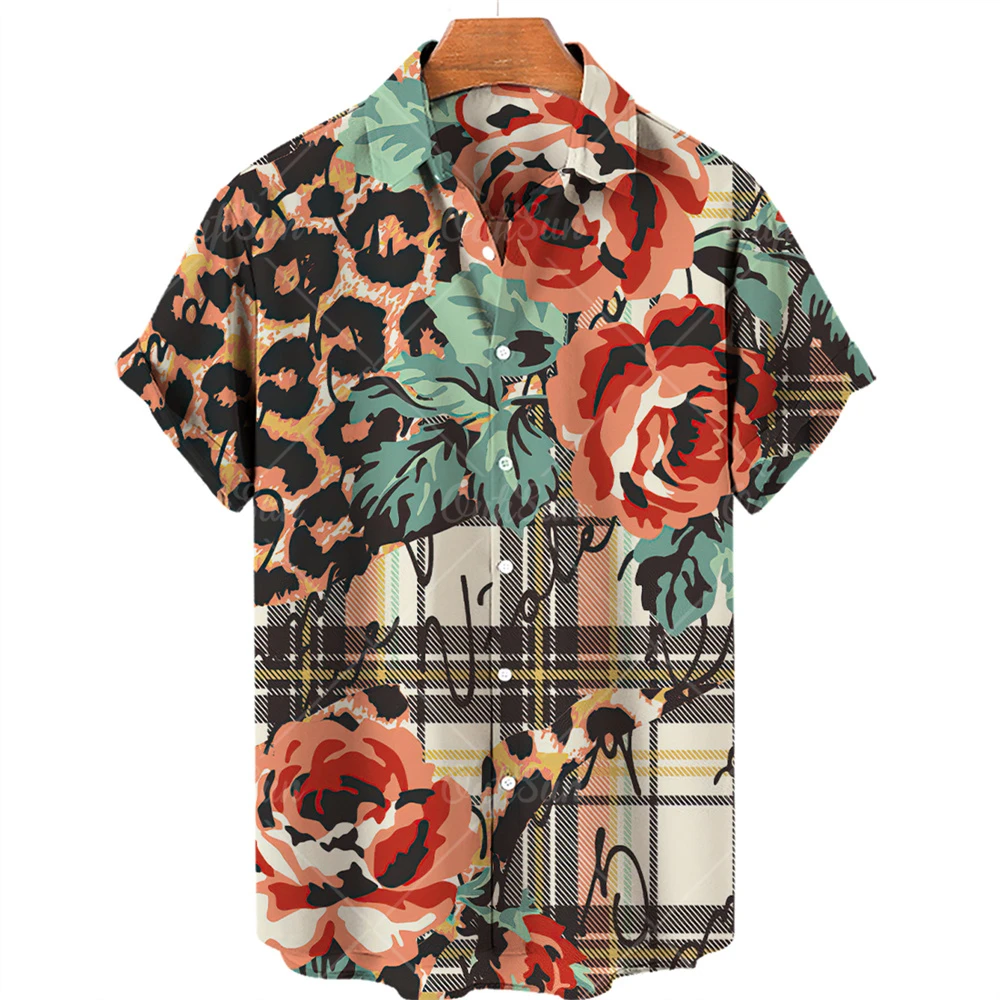 Новинка 2022 мужская повседневная модная рубашка с розовым цветочным 3d принтом