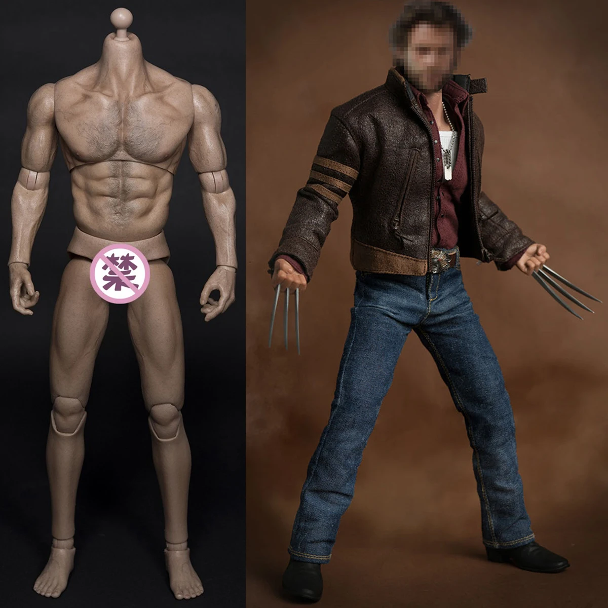 

1/6 Wjltoys Werewolf Hugh Jackman Costume Clothes Accessories Set Fit 12'' Male Soldier Action Figure Body Hobby Collection