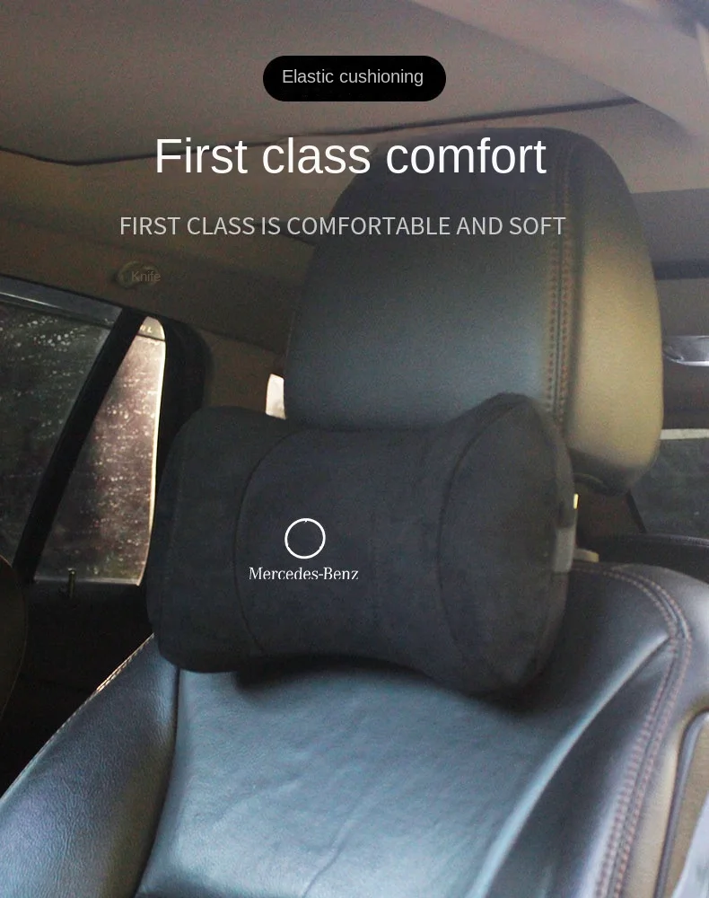 

1Pcs Car Seat Headrest Auto Logo Neck Pillow for Mercedes-Benz Memory Foam Headrest Pillow Car Sleep Cervical Vertebra Pillow