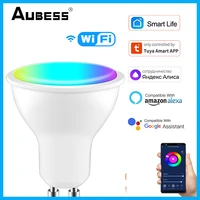 tuya smart wifi light gu10 rgb led bulb 5w remote control rgbcw rgbw dimmable light lamp work with alexa google home alice