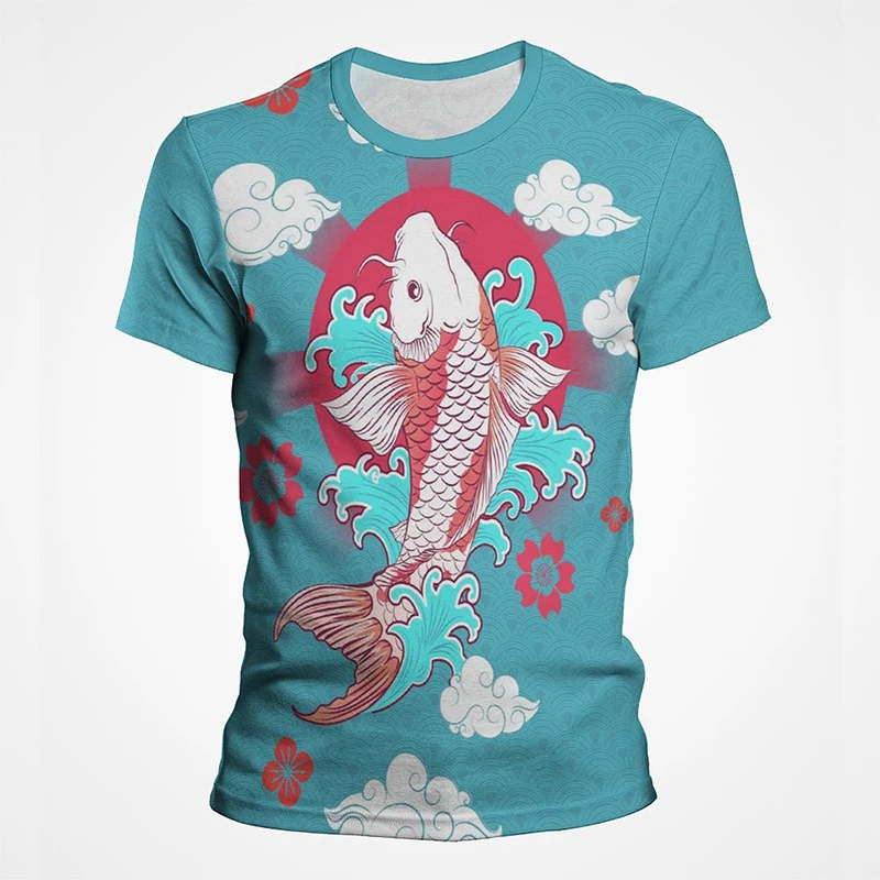 

Tiger Dragon Crane Koi Carp Fish T Shirt Men Women Summer Short Sleeve 3D Print T-shirt Vintage Streetwear Tops Tee Clothes