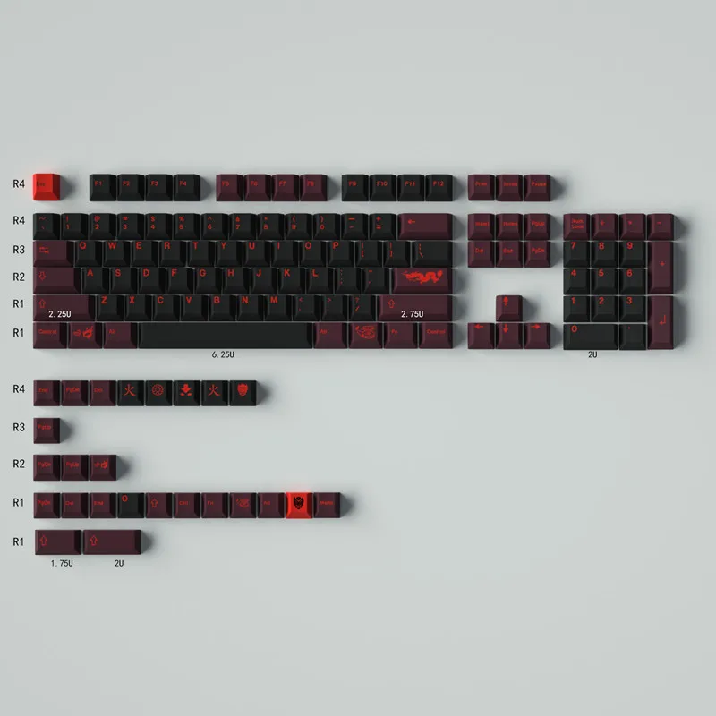 

Cherry Profile GMK Clone Red Dragon Keycaps PBT DYE-SUB 23/129 Keys Keycap For MX Switch Mechanical Gaming Keyboard