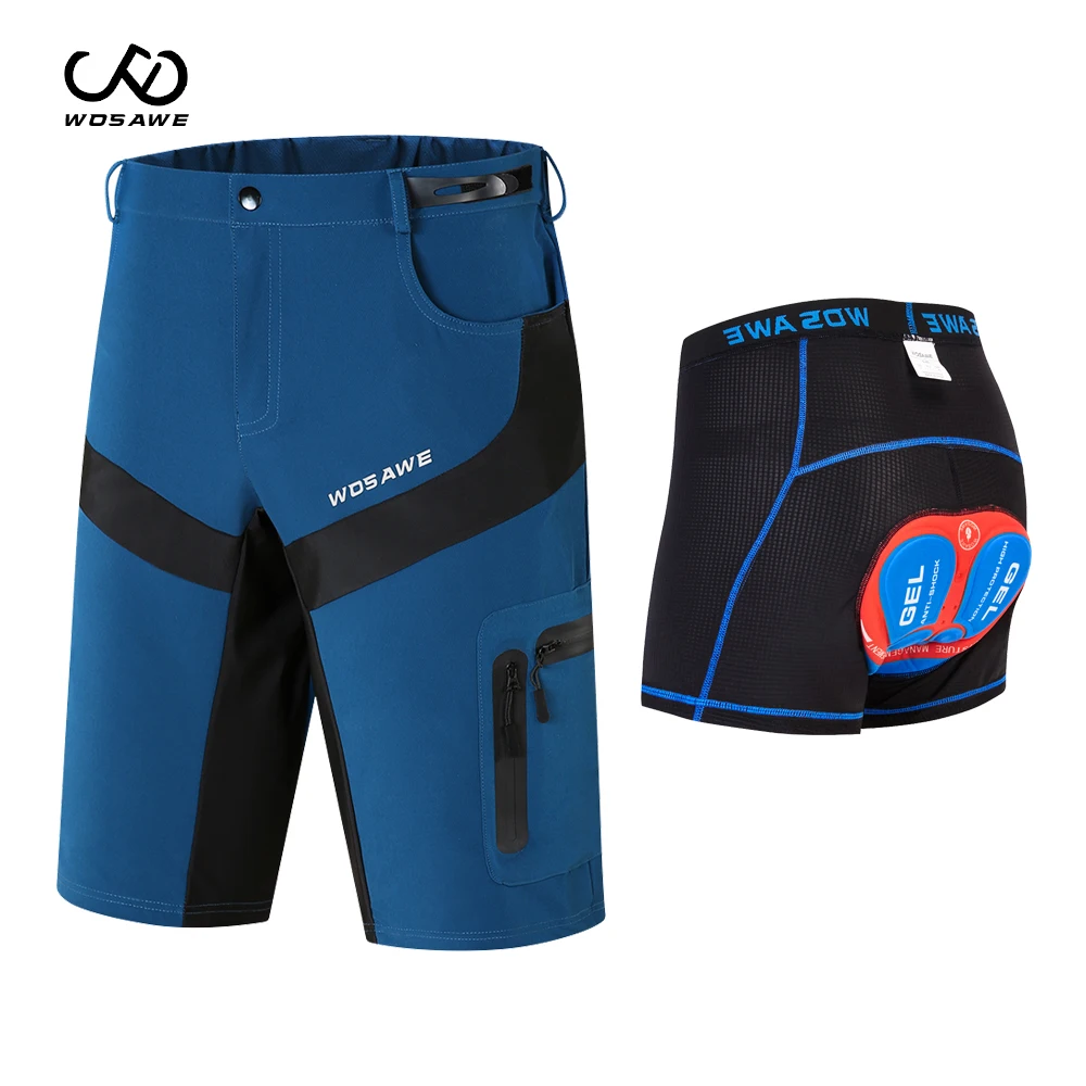 

WOSAWE Road Cycling Shorts suit Men Loose MTB Shorts Bicycle Riding Underwear pads iPockets Racing Bike Downhill Shorts