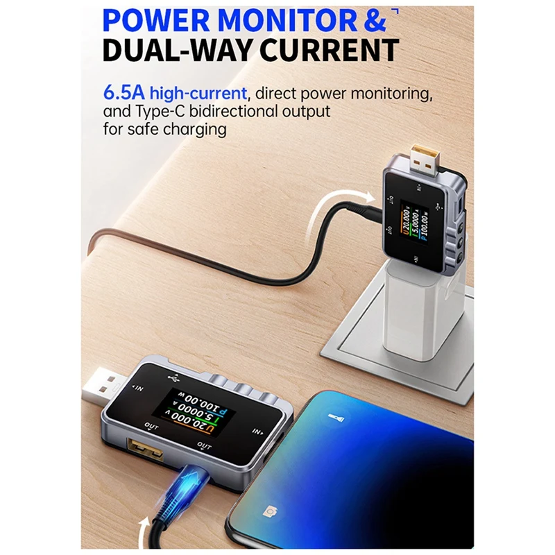 FNIRSI FNAC-28 USB-тестер Type-C Измеритель тока и напряжения Быстрая зарядка Обнаружение