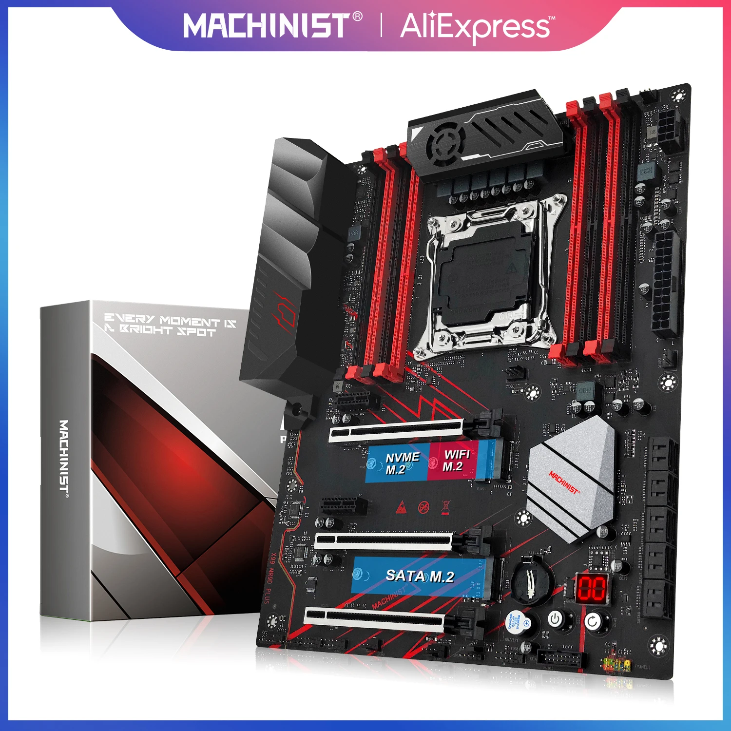 MACHINIST-placa base X99 compatible con Intel Xeon E5 V3/V4 LGA 2011-3, todas las Series CPU DDR4 ECC, memoria de NON-ECC NVME ATX MR9D PLUS 2,0