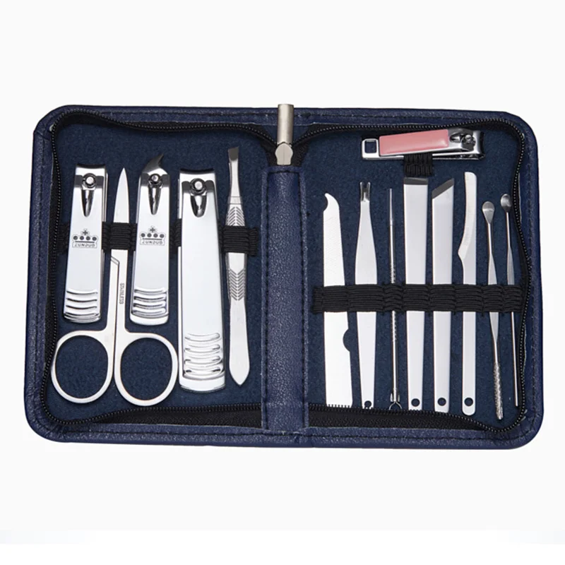 

14pcs Nail Clipper Set Scissors Manicure Kit Stainless Steel 7pcs Knife Multi-function Case Beauty Nail Art Tools Ear Toe Finger