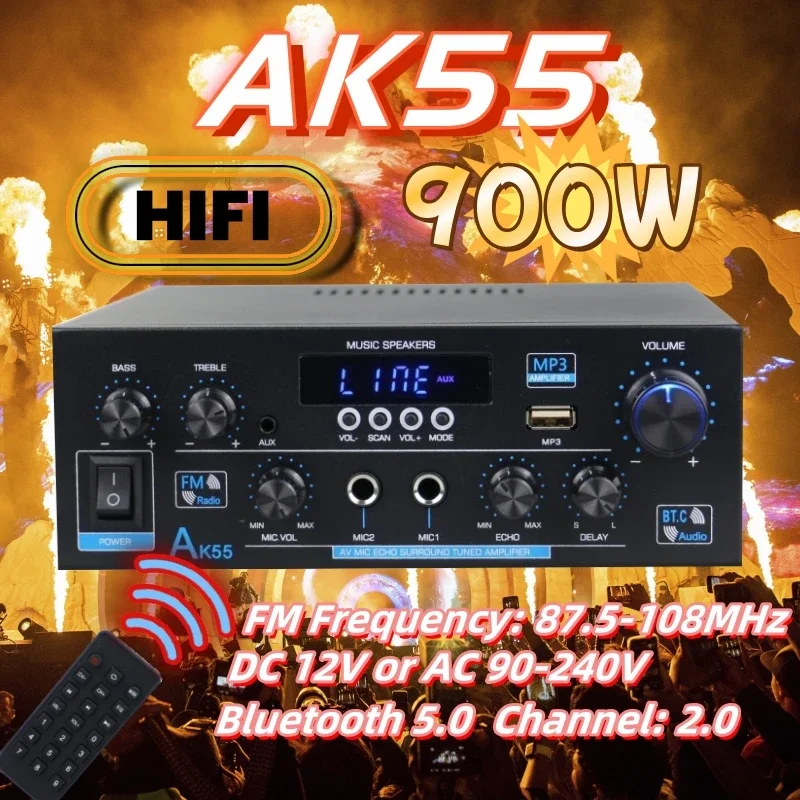 Усилитель звука Bluetooth 900 Вт
