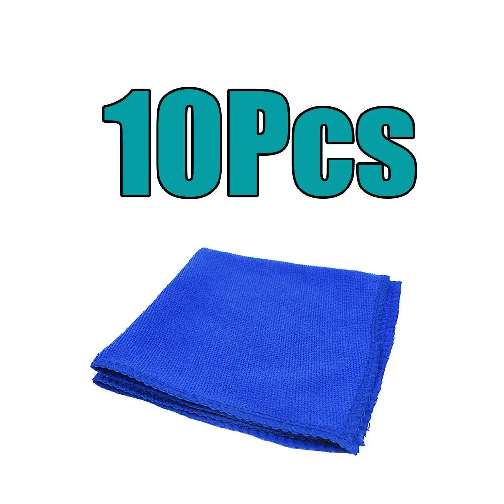 

10Pcs 25x25cm Blue Car Cleaning Towel Microfiber Streak-Free Professional