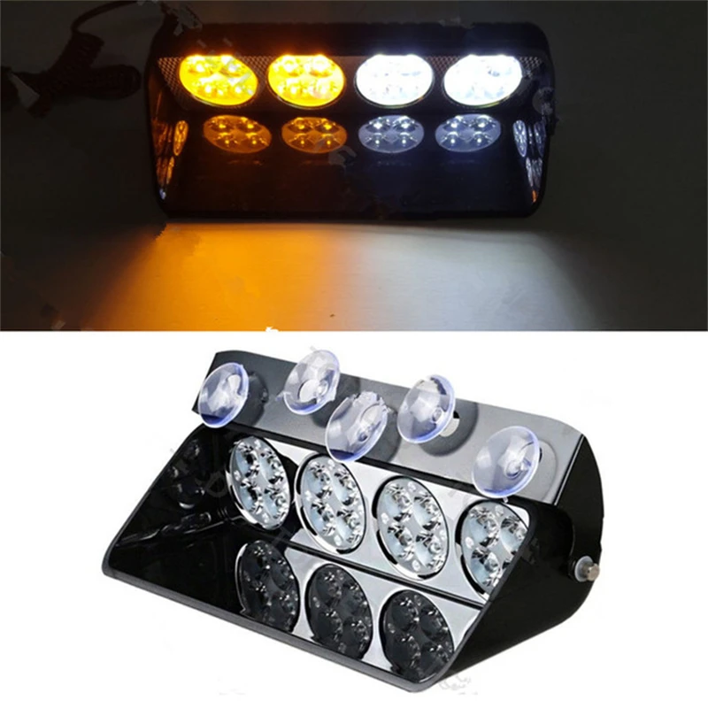 

Car LED Strobe Light Car Truck Flash Dash Emergency Flashing Light Amber White Windshield Warning Light LED Flasher Beacon Lamp